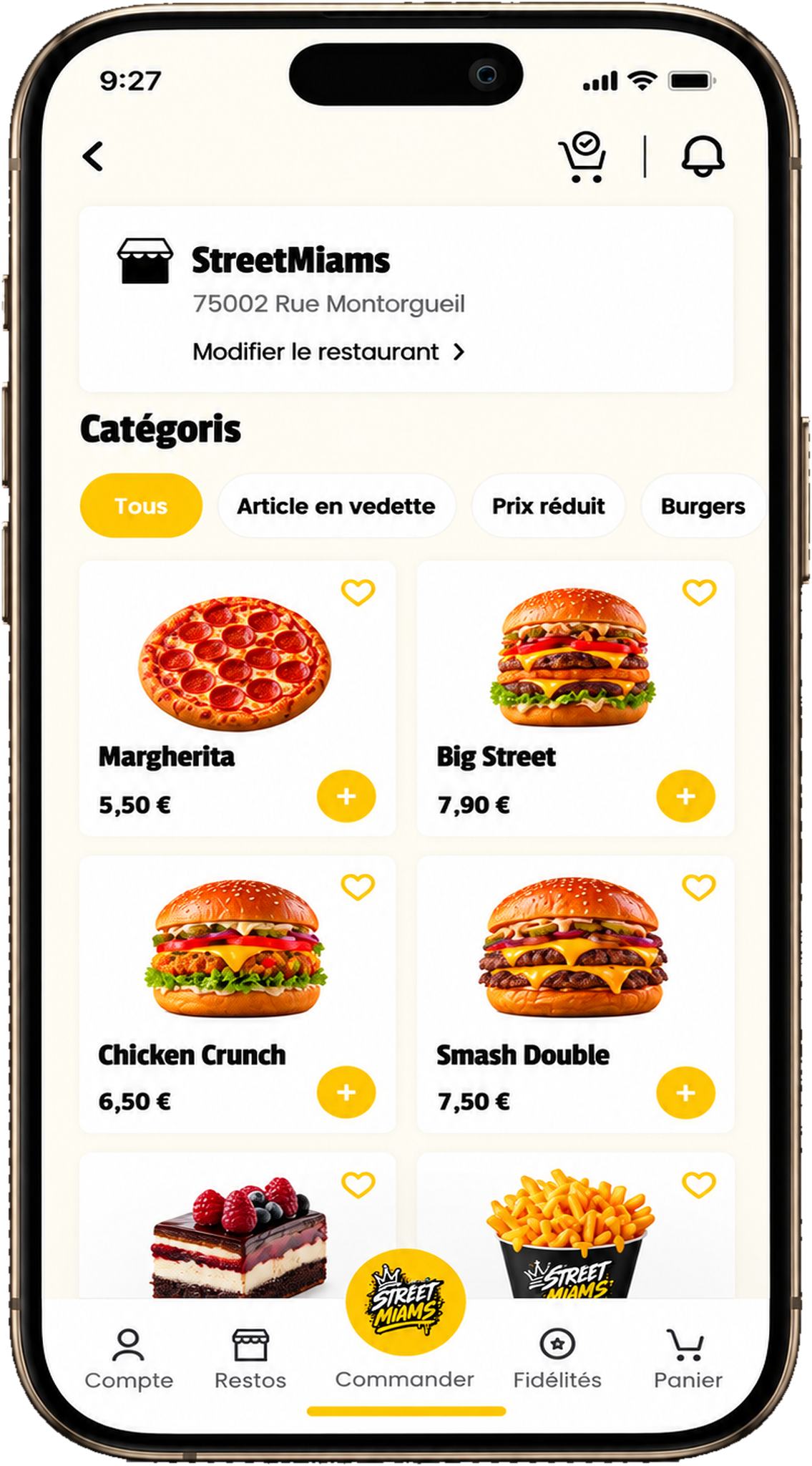 BeezMobile catalogue on a phone, showing demonstration products.
